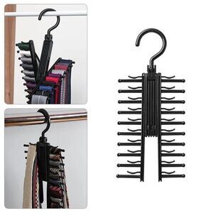 360° Adjustable Tie Rack Hanger Organizer Twirling Scarf Belt Closet Hook Holder